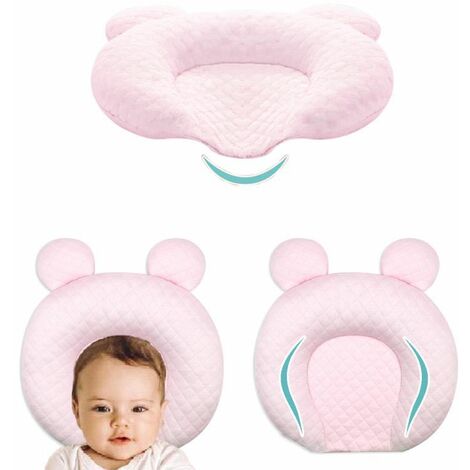 Oreiller bébé contre tête plate, tête d'oreiller bébé déformation tête  plate, oreiller en mousse à mémoire de forme (bleu, 26 23 cm)