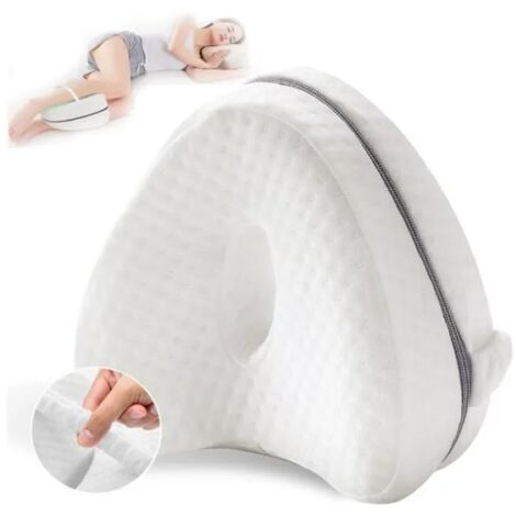 Oreiller orthopédique pour jambes et genoux - Forme cœur - Mousse à mémoire de forme - Respirant - Lavable - Blanc, 1 pièce