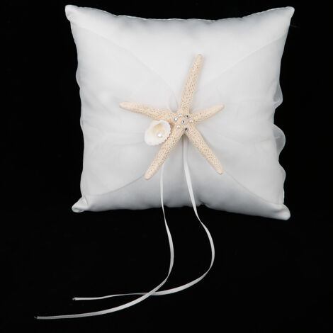 Oreiller Porte-Alliance Nacre Étoile de Mer Coussin Mariage (20x20cm)
