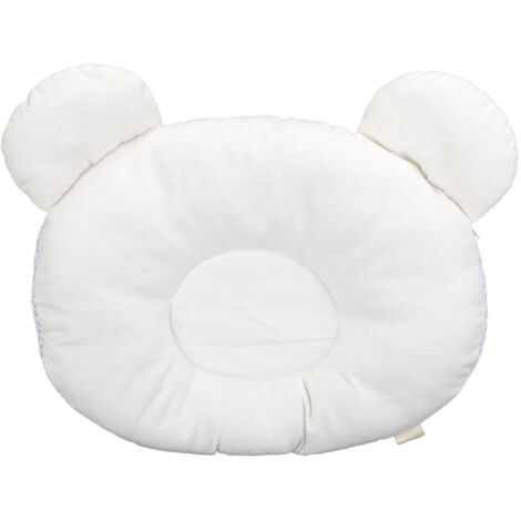 Oreiller pour Bébé Respirant Anti-Tête Plate - Coussin de Soutien Mignon pour Nouveau-né Blanc