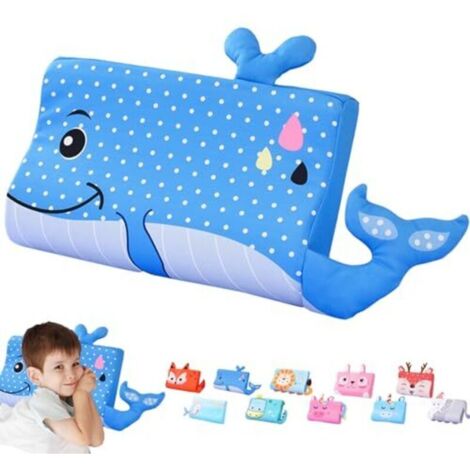Oreiller pour enfant de 3 à 6 ans avec taie d'oreiller, oreiller bébé, motif animaux kawaii, ergonomique, respirant et doux pour la peau, lavable dès 3 ans.