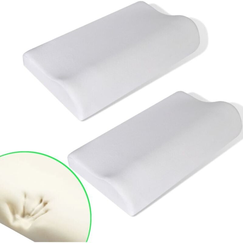 Set de 2 oreillers ergonomiques en mousse à mémoire de forme Vidaxl