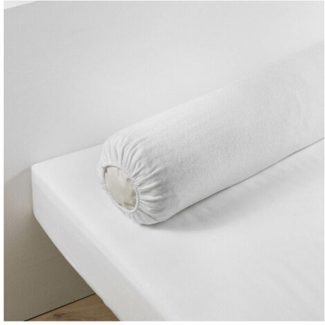 Oreiller Traversin microfibre en polyester 140cm, polochon Blanc avec Protège-Traversin Offert 