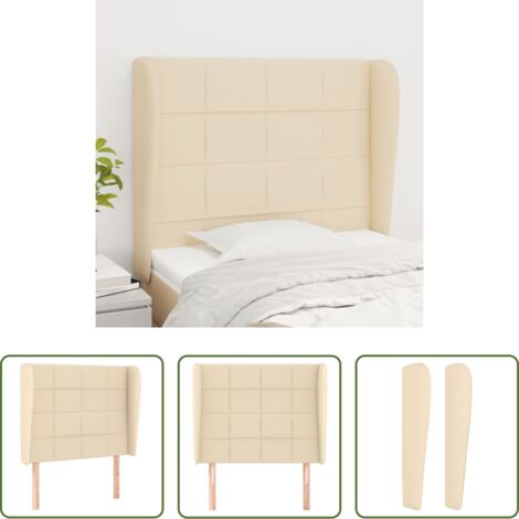 Orejas de cama -  Cabecero con orejas de tela color crema 103x23x118/128 cm