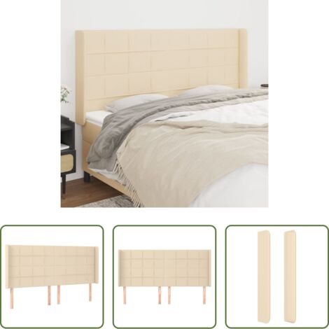 Orejas de cama -  Cabecero con orejas de tela color crema 163x16x118/128 cm