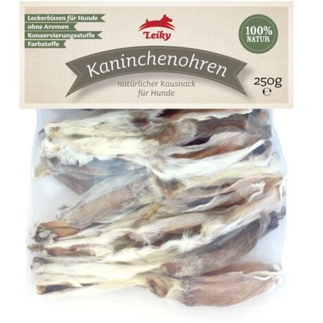 Orejas de conejo con pelo para perros 250g  masticable natural  rico en calcio y colágeno  Leiky