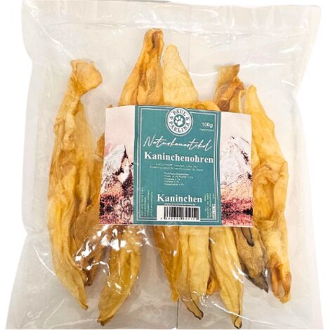 Orejas de conejo sin pelo para perros 100 g masticables naturales, limpiados sin químicos Paul & Paulina