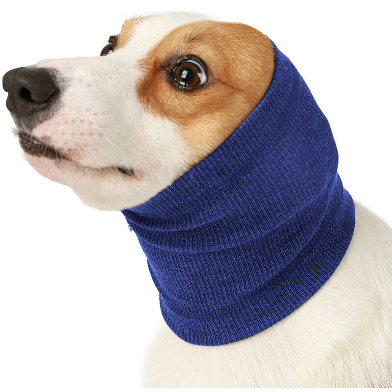 

Orejeras para calentar el cuello de la redecilla del perro para la cubierta del oido que calma la ansiedad del cuidado del ruido, Azul, Pequeno