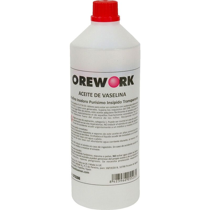 

Aceite enológico 1L. Aceite de vaselina extrafino, inodoro, purísimo, insípido y transparente. Idóneo para el contacto con sustancias alimenticias