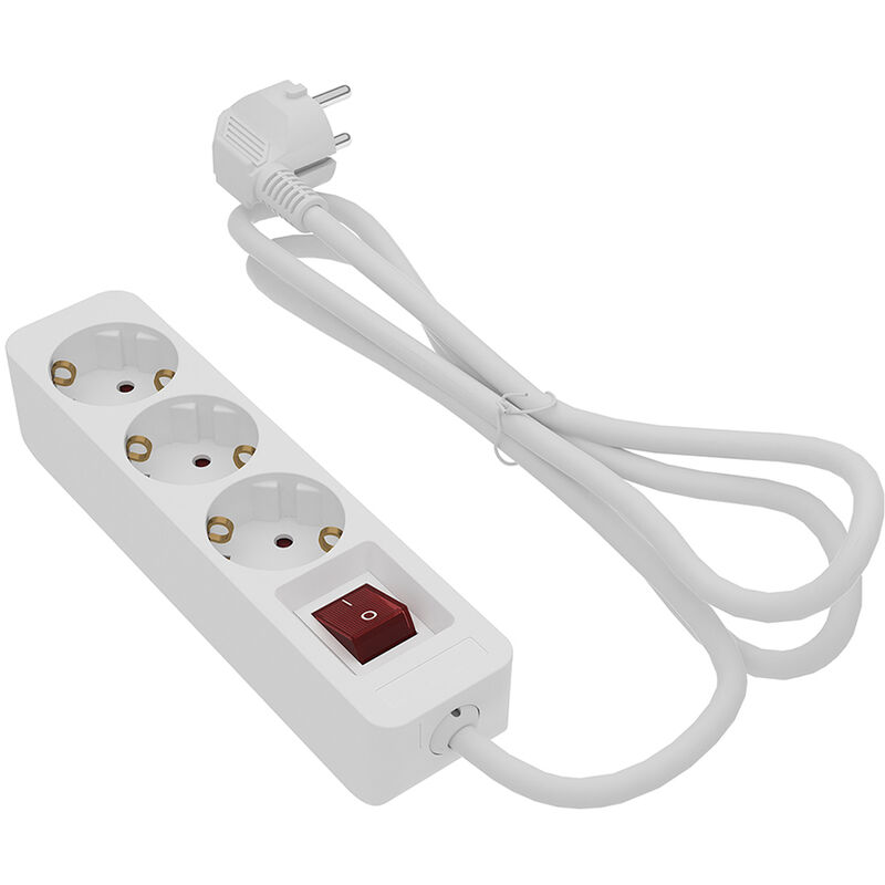 

Base múltiple con interruptor cable de 3x1,5 largo 1,5 m 3 tomas blanca - Orework