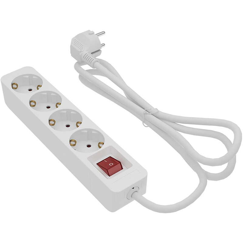 

Base múltiple con interruptor cable de 3x1,5 largo 1,5 m 4 tomas blanca - Orework