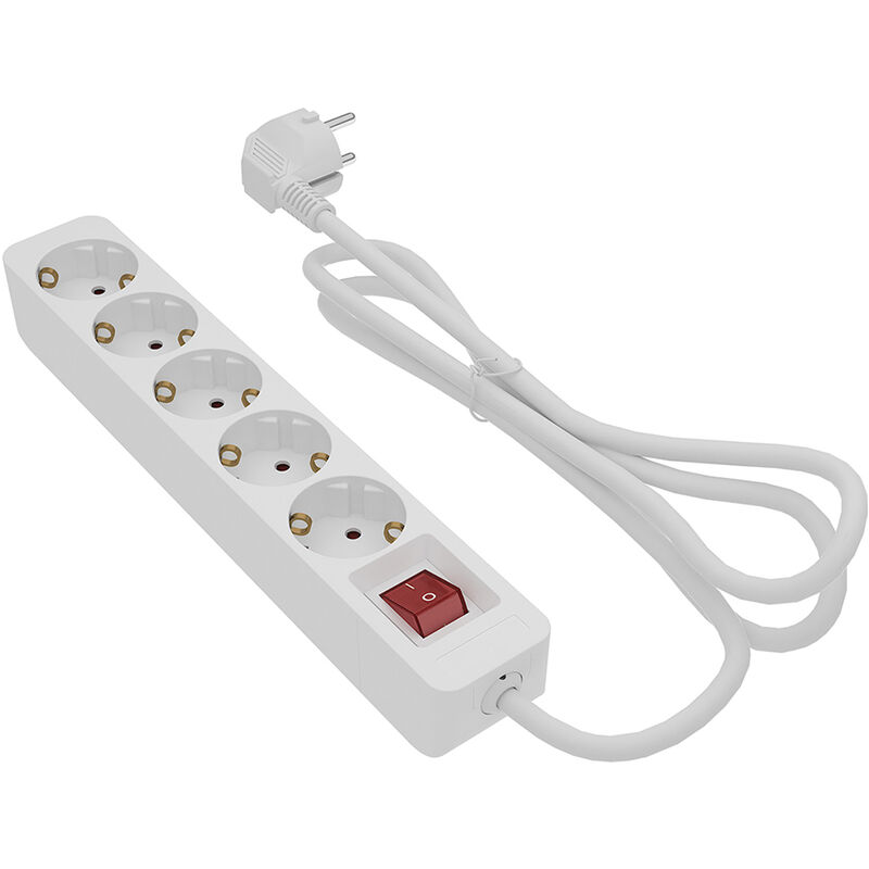 

Base múltiple con interruptor cable de 3x1,5 largo 1,5 m 5 tomas blanca - Orework