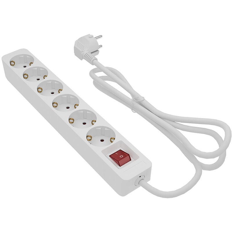 

Base múltiple con interruptor cable de 3x1,5 largo 1,5 m 6 tomas blanca - Orework