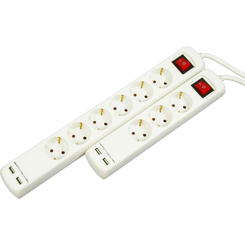 

Orework - Base múltiple Orework con interruptor cable 3x1,5 + 2 USB + 6 tomas