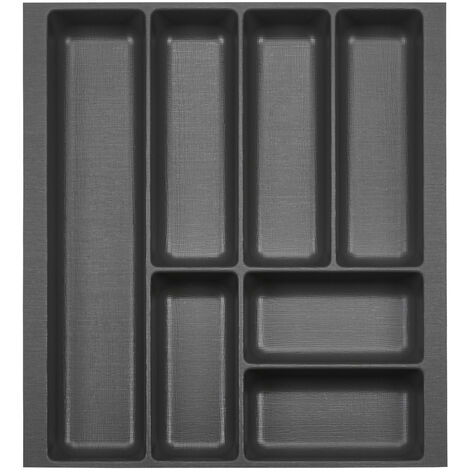 ORGA-BOX 2 Besteckeinsatz Tiefe 462 mm für Nobilia Küchen Canvas-Struktur anthrazit Schubladeneinsatz Breite 409 mm für Schubladen 500 mm