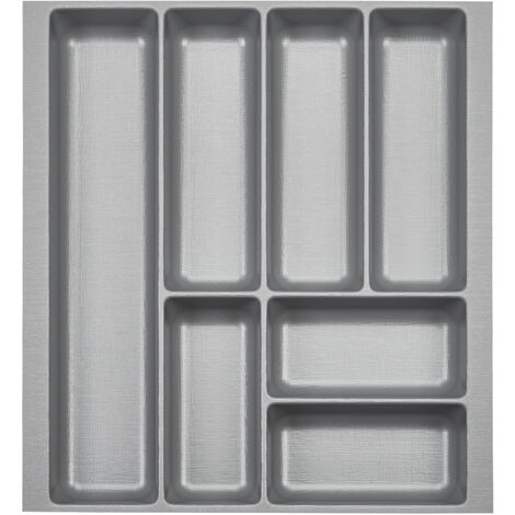 ORGA-BOX 2 Besteckeinsatz Tiefe 462 mm für Nobilia Küchen Canvas-Struktur silbergrau Schubladeneinsatz Breite 409 mm für Schubladen 500 mm