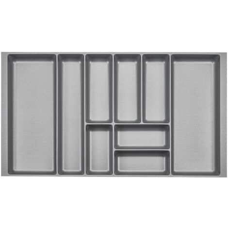 ORGA-BOX 2 Besteckeinsatz Tiefe 462 mm für Nobilia Küchen Canvas-Struktur silbergrau Schubladeneinsatz Breite 809 mm für Schubladen 900 mm