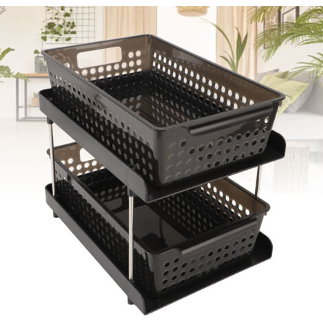 Organisateur 2 étages, Plastique, 22x32x26.5cm, Baskets à rangement extra plates, Organisateur sous-sink, Conteneur pour vanité, Multi-usage, 8 pièces