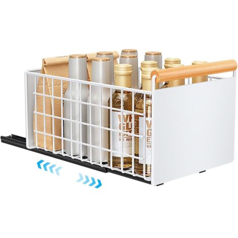 Organisateur adhésif de rangement de cuisine, tiroir coulissant de cuisine, tiroir d'armoire coulissant avec bac de drainage amovible L