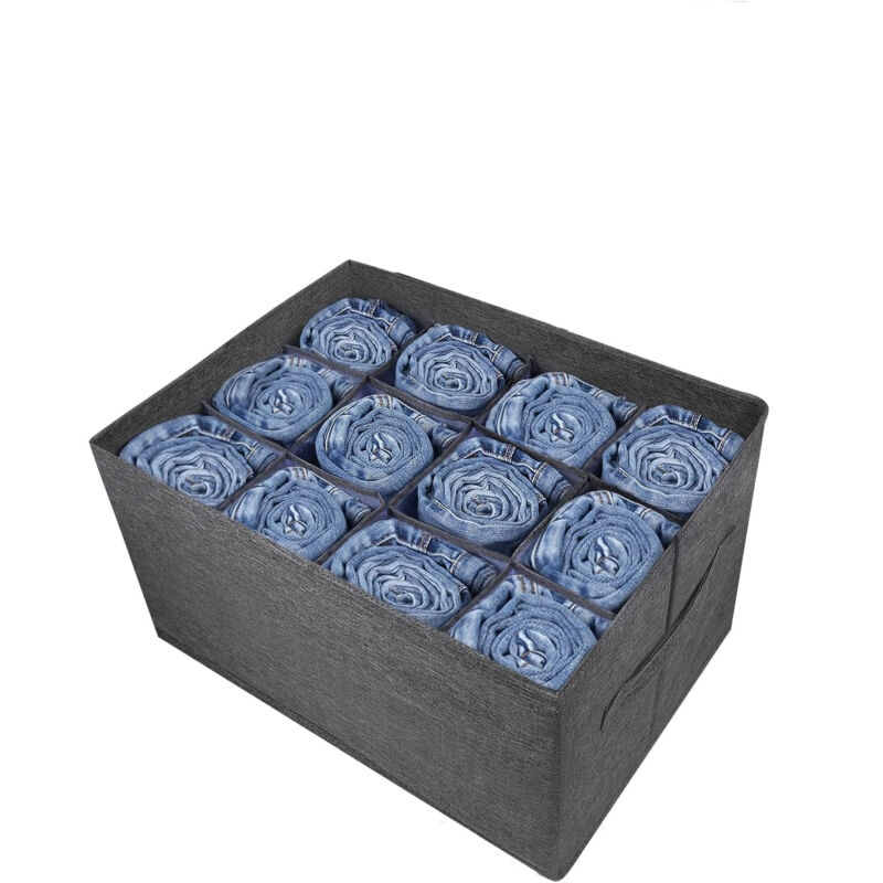 Organisateur armoire rangement tiroir vetement - 12 grilles boite de rangement pour vetements, jeans, chandail, serviettes, t-shirts, Rangement