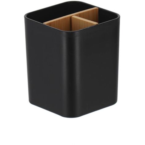 Organisateur carre 3 comp. Plastique bambou - noir mat - Tendance