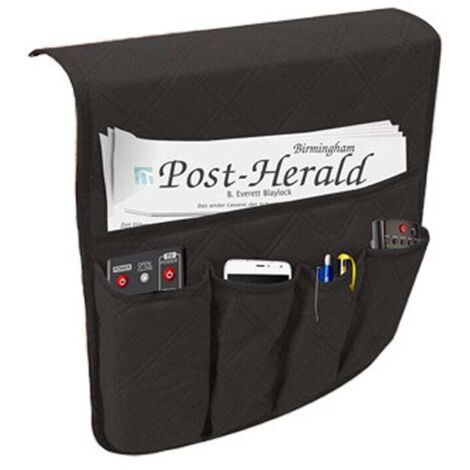 Organisateur d'accoudoir de canapé, poche anti-dérapante pour fauteuil de canapé, support de pochette de rangement en tissu pour téléphones portables, lunettes, télécommande TV, sac gain de place (Noi