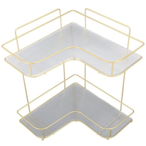 Organisateur d'angle pour salle de bain, en acrylique et fer, grande capacité, support de rangement d'angle pour toilettes, cuisine ou plan de travail, modèle double couche
