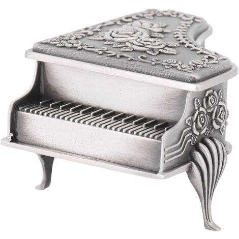 Organisateur de bijoux en forme de piano de fabrication soignée boîte en alliage de zinc belles boucles d'oreilles collier sculpté en rose pour alliances à domicile