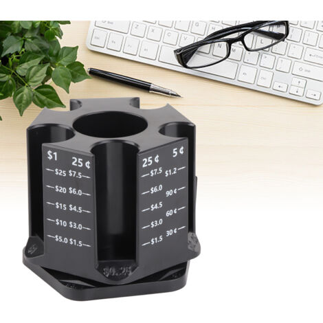 Organisateur de Bureau avec Compteur de Pièces, Porte-Stylos Rotatif 360°, Boîte Économie Péniche Multifonction pour Pièces et Accessoires de Bureau