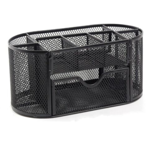 Organisateur de bureau avec tiroir – Modèle noir avec tiroir et pot à crayons, idéal pour rangement bureau organisateur, offrant un espace optimisé et ordonné.