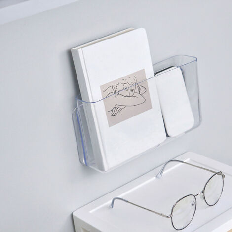 [Organisateur de Bureau] Corbeille de Stockage Mur Monté Adhésive - Transparent Plastique Floating Organisateur pour Chambre Salle de Bain