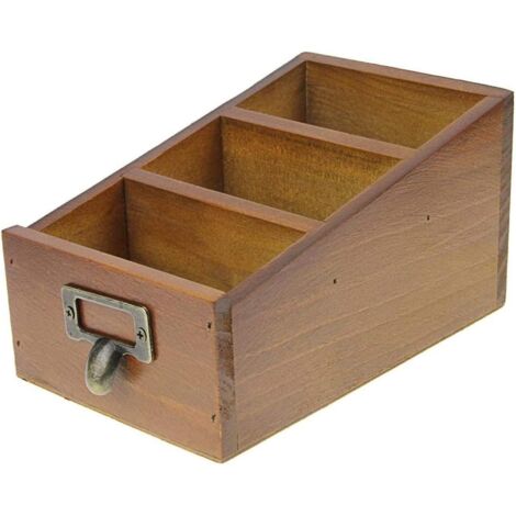 Organisateur de bureau en bois pour fournitures de bureau et de maison : range-télécommandes, porte-stylos, porte-crayons, porte-cartes de visite, etc.