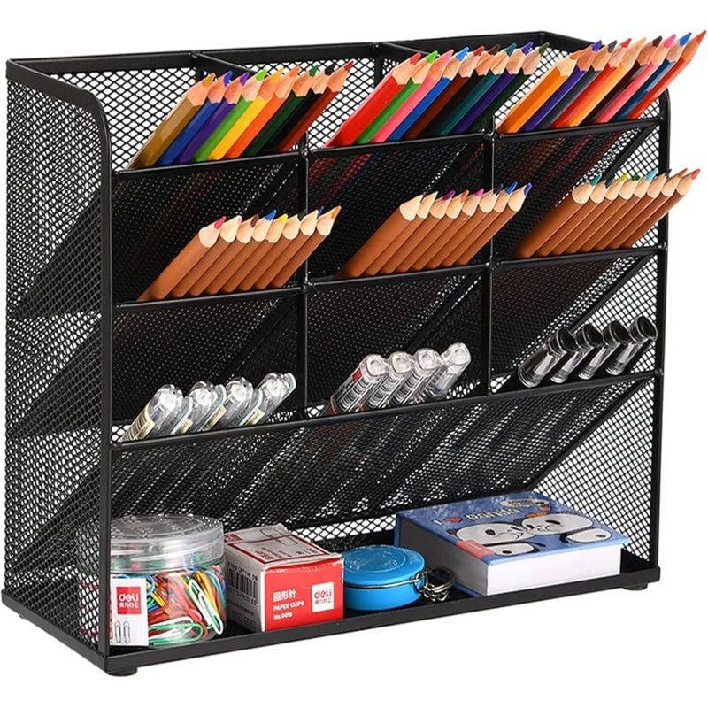 Organisateur de bureau en maille, porte-stylo multifonctionnel, organisateur de papeterie de bureau, support de rangement pour fournitures