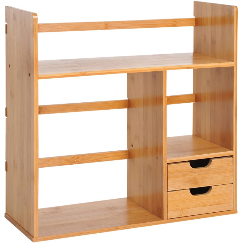 Tagère Livre Bureau Bibliothèque Étagère de Rangement Stockage Organisateur Bureau Cuisine Salle de Bain Bois de Bambou Naturel