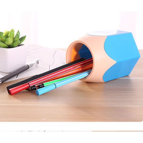 Organisateur de Bureau Porte-Crayons Multifonction ABS Bleu 8.5x6.5x10.5cm - Range-stylo ergonomique pour bureau école