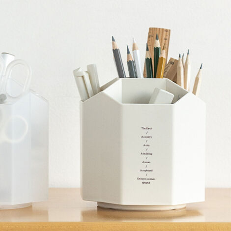 Organisateur de bureau rotatif, Rotating Pen Holder, 5 compartiments, grand capacité, plastique résistant, pour stylos et articles de bureau
