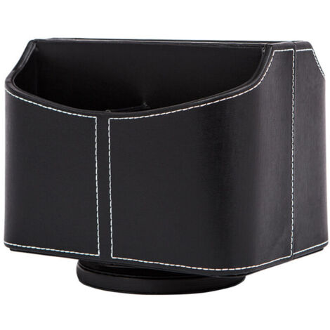 Organisateur de Bureau Similicuir 360 Rotatif TV Support de Télécommande Boite Rangement avec 5 Compartiments (Noir)