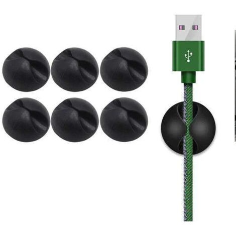 Organisateur de Câbles Adhésifs - Lot de 6 Supports Ronds pour Câbles (Noir)