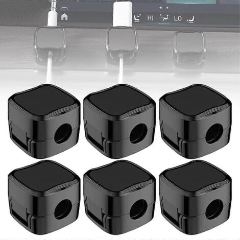 Organisateur de câbles de bureau avec clips magnétiques, lot de 6 (6, noir)-AquaForge