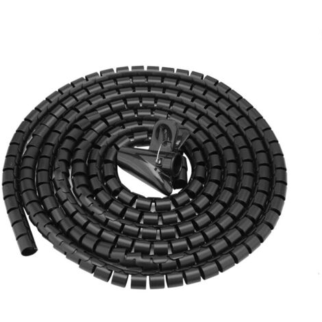 Organisateur de câbles en tube spiralé flexible, enrouleur de câbles, protecteur de cordon, rangement de câbles, noir, 3,0 m x 16 mm