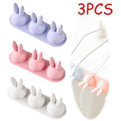 Organisateur de câbles - Non spécifié - Support de cordon en TPR - 3 pièces - Couleurs variées - Forme de lapin