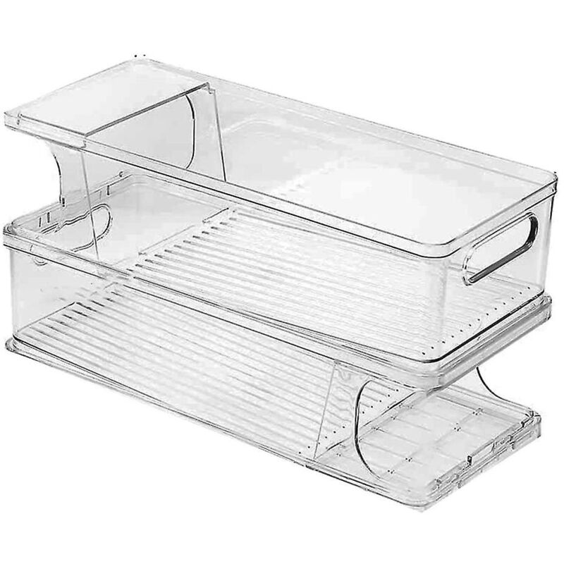 Organisateur de canettes de soda empilables à 2 niveaux pour réfrigérateur, distributeur de canettes de réfrigérateur, canette de boisson