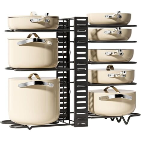 Organisateur de casseroles, étagère réglable pour casseroles et poêles, armoire de cuisine en acier robuste pour ranger les ustensiles de cuisine