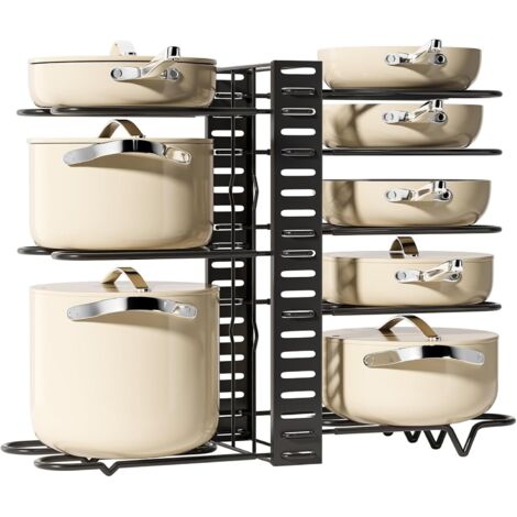 Organisateur de casseroles, étagère réglable pour casseroles et poêles, armoire de cuisine en acier robuste pour ranger les ustensiles de cuisine