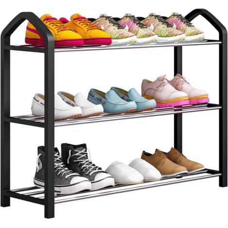 Organisateur de chaussures-Étagère à chaussures simple pour la maison Étagère à chaussures multicouche Entrée capacité Étagère de rangement pour chaussures Armoire à chaussures-troisième étage (Noir)