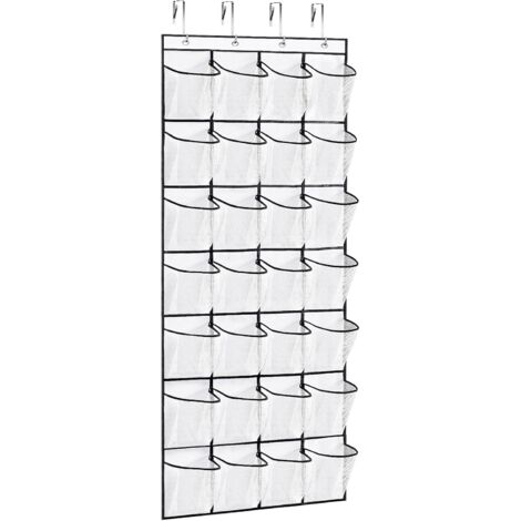 Organisateur De Chaussures Pour Porte - 28 Poches - Tissu Non Tissé - Accroche Métallique - Dimensions 170 X 62 Cm - 1 Pièce