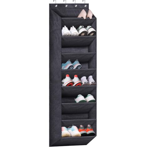 Organisateur De Chaussures Pour Porte - 8 Compartiments Profonds 16,7 x 9 x 7 cm - Structure En Tubes Acier 5 mm - Noir - 1 Pièce