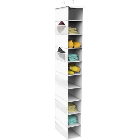 Organisateur De Chaussures Suspendu - 10 Étages Avec 6 Poches En Maille Latérales - Pour Porte Ou Tringle De Placard - 1 Pièce