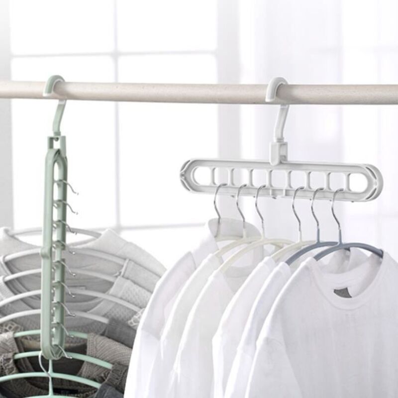 Organisateur de cintre - TBEST - Modèle multifonctionnel - 9 trous - vert