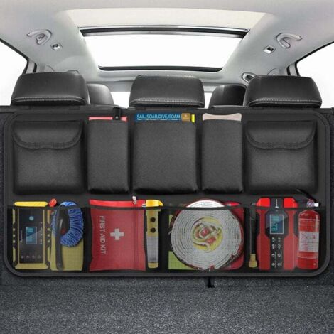 Organisateur de Coffre Sac de Rangement pour Voiture à 9 Poches Rangement du Siège Arrière Rangement Suspendu du Dossier du Siège avec 3 Sangles de Réglage pour SUV et de Nombreux Véhicules-Fei Yu